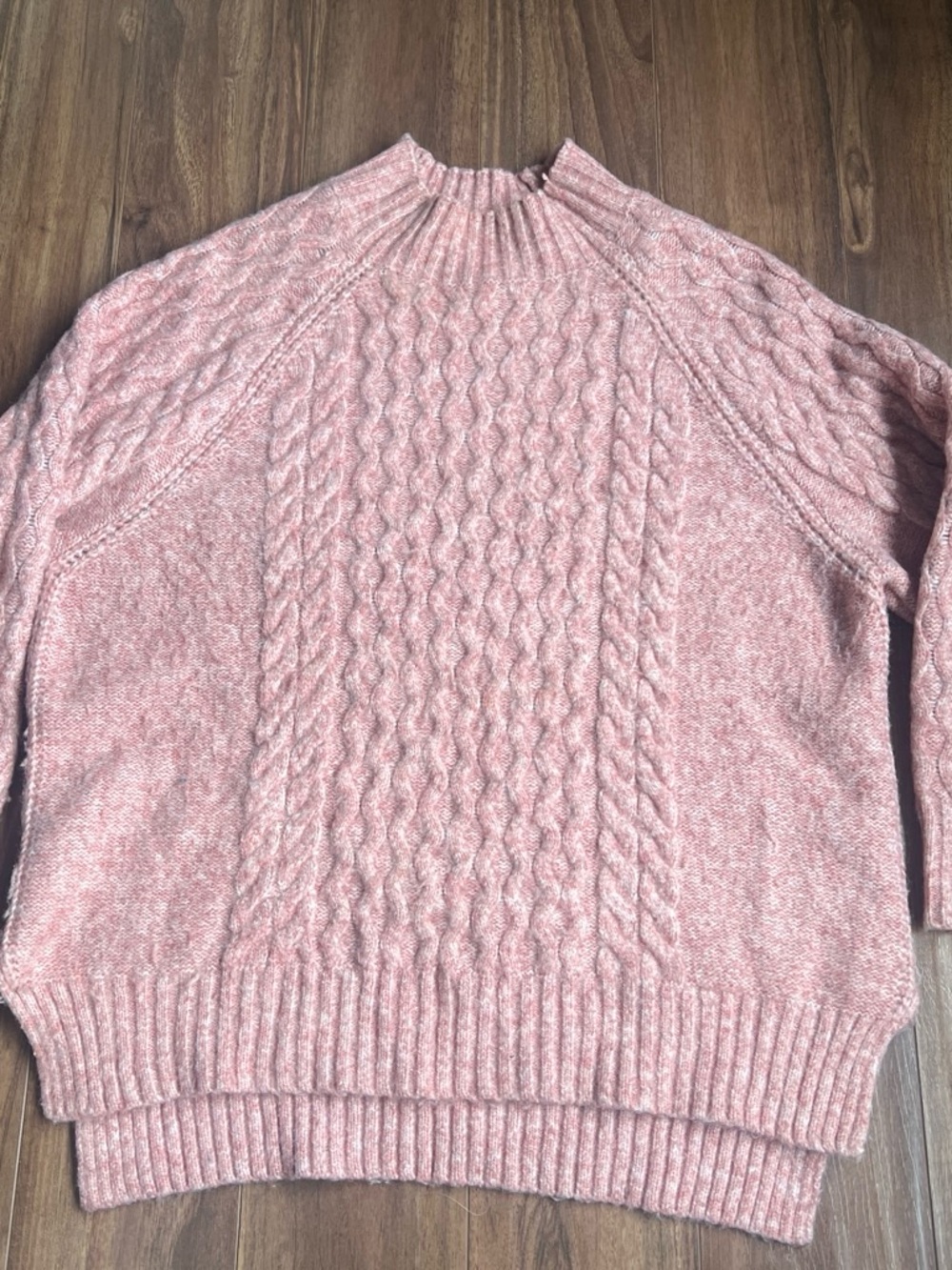 a new day Pink Cable Knit Mock Neck Sweater